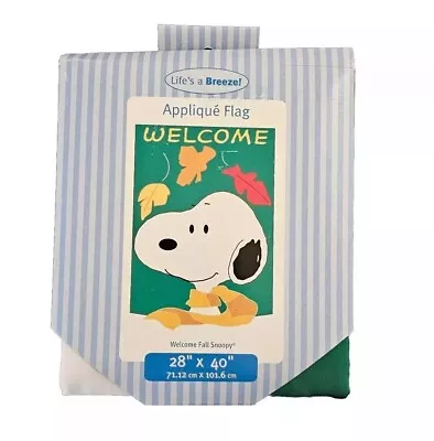 Peanuts Snoopy Welcome Fall Garden Applique Flag 28 X40  Life's A Breeze New • $30.98