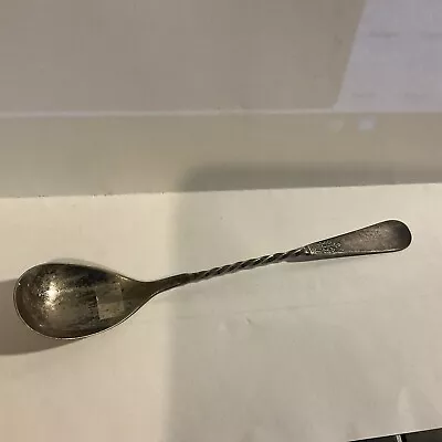 VINTAGE N.F. NICKEL SILVER CO Olive Salt Spoon Twist Pattern 5 1/4   1877 • $8