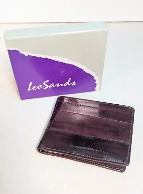 Lee Sands Eel Skin Bifold Wallet Dark Brown W/Card And ID Slots Preowned NIB • $48