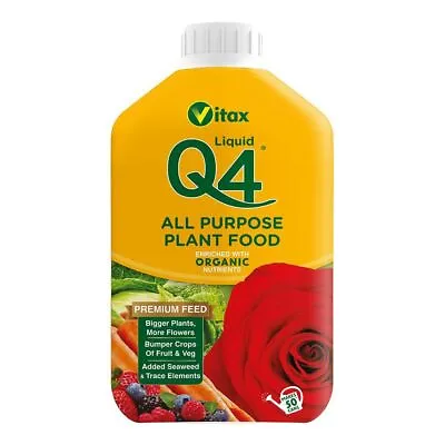 Vitax Q4 Organic All Purpose Plant Food Feed Fertiliser Liquid Concentrate 1ltr • £7.79