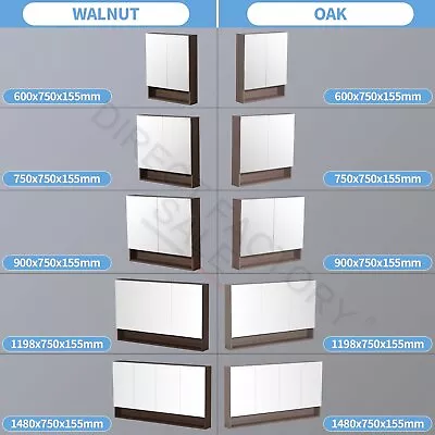 Bathroom Storage Mirror Cabinet Toilet Cupboard Wall Shelf Furniture Oak Walnut • $618.82