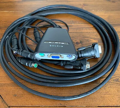 BELKIN 2-Port KVM Switch + Built-in Cables VGA PS/2 F1DK102P - Used • $7.99