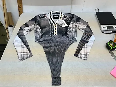 Y/Project X Jean Paul Gaultier V-Neck Bodysuit In Grey/White - Size 40 • $598.18