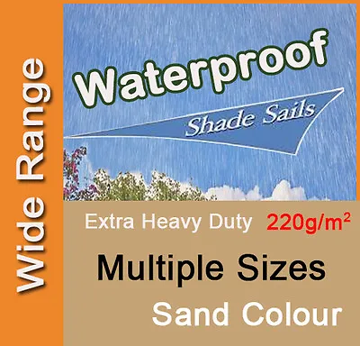 $129.90 • Buy Heavy Duty Waterproof Shade Sail Sand Beige Cream Rain Triangle Square Rectangle