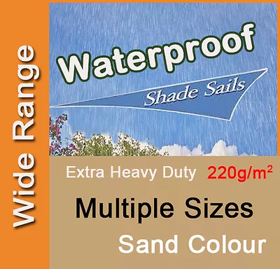 Heavy Duty Waterproof Shade Sail Sand Beige Cream Rain Triangle Square Rectangle • $109.90