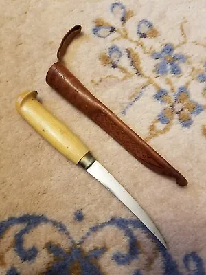Vintage RAPALA J MARTTINI Fish FILET Knife With Leather Sheath 4  Blade Finland • $16.20