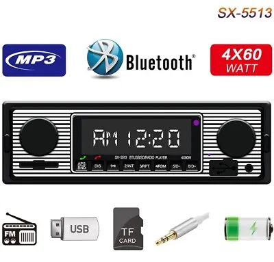 Car Radio Bluetooth Vintage FM MP3 Player USB Classic Stereo Audio Receiver AUX • $19.77