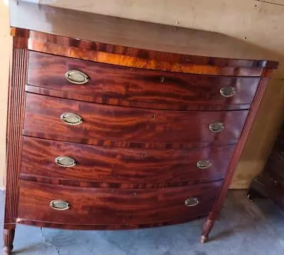 Antique Curved Front Chest Of Drawers – Solid Mahogany – GORGEOUS FINISH - VGC • $799.99