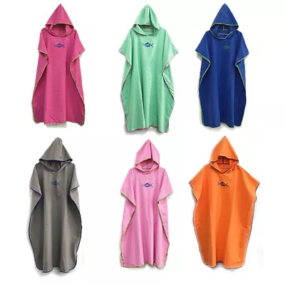 Beach Changing Robe Towel Bath Hooded Quick Dry Towel Poncho Bathrobe)* • £3.79