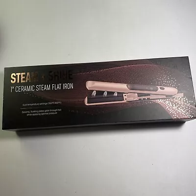 Steam + Shine 1 Ceramic Steam Flat Iron In Rose Gold Removable Water Tank Gifts • $24.95