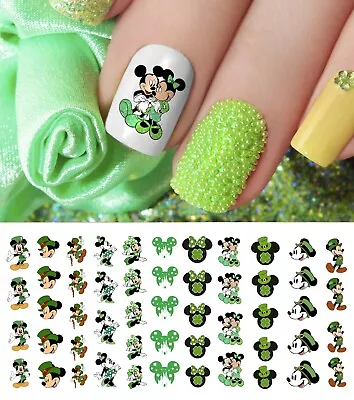 Mickey & Minnie Mouse St Patricks D Day Nail Art Decals - Salon Quality!  Disney • $4.99