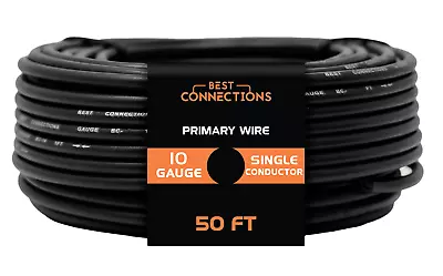 10 Gauge Car Audio Primary Wire (50ft–Black)– Remote Power/Ground Electrical • $7.95