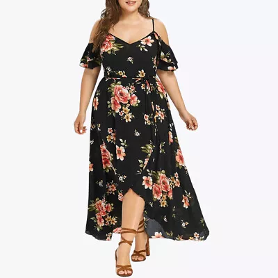 Plus Size Womens Boho Floral Strappy Maxi Dress Ladies Beach Holiday Sundress • $34.09