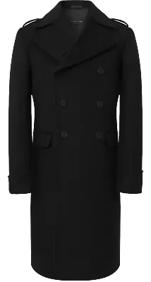 Mens Black Overcoat Wool & Cashmere Covert Warm Winter Mod Long Coat • $109.99