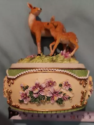 Vtg 2001 Deer & Fawn Mother's Love Connection Holsted House Music/Jewelry Box  • $15