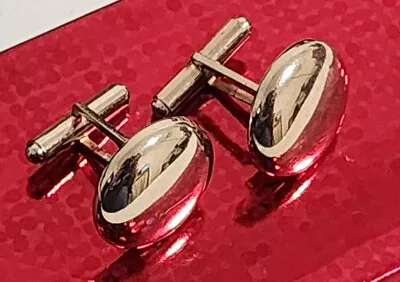 Vintage Cufflinks Gold Tone Round Smooth Buttons Simple Elegance • $14.99