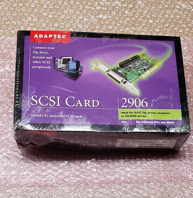 NEW Adaptec AVA-2906 PCI Card SCSI Host Adapter DB25 & 50-pin Mac Or PC • $59.95