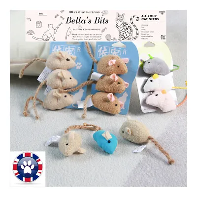 3pc Catnip Mice Pet Cat Kitten Toy Gift Chew Play Toys 9 Sets To Choose From • £3.25