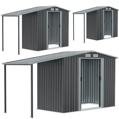 Metal Garden Shed Sheds 10 X 8，8x8，8x6，8x4，Outdoor Storage House WITH Open Shed • £299.95