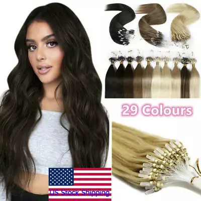 Micro Ring Loop Tip Hair Extensions Micro Beads Link Real Remy RussianHuman Hair • $58