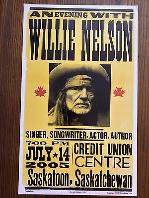 $19.99 • Buy WILLIE NELSON 2005 Saskatoon Saskatchewan Cana Concert Poster Franks Bros 22x14 