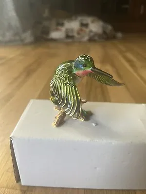$5 • Buy Green Bejeweled Humming Bird Trinket Box Nobility Great Condition 