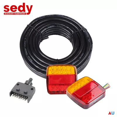 Trailer Kit 7 Pin Flat Male Trailer Plug 5 Core Trailer Cable 12V 26 LED Light • $39.99