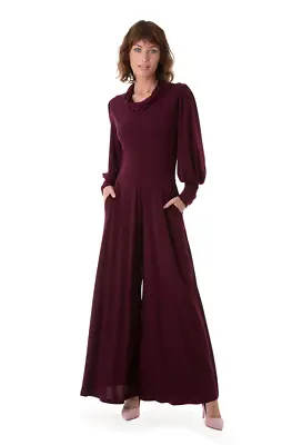 Rock The Jumpsuit Karen 12 New Vintage 70s Style Wide Leg Cowl Neck Sleeve £120 • £55