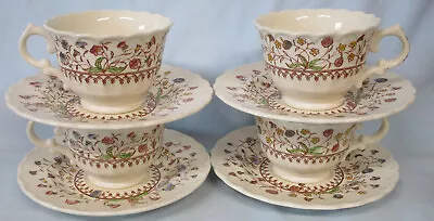 Vernon Kilns Desert Bloom Cup & Saucer Set Of 4 • $36.99