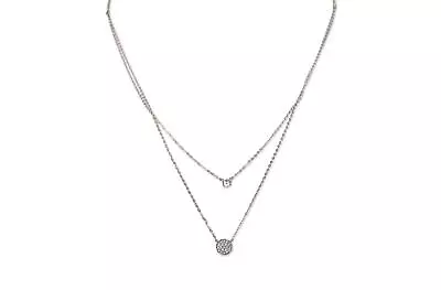 Nadri 302249 Silver Double Layer Cubic Zirconia Pendant Necklace 15.5” + 2” • $42.50