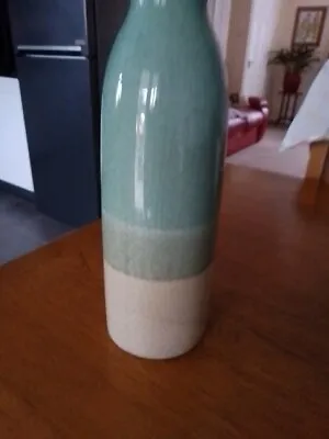 Modern Vase. Graduated Green Crackle Glaze To Oat Colour. • £11.50