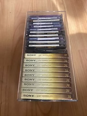 9 New Sealed Sony Premium Minidisc 74 + 5 Used + 6 Used Sharp MDR80s + Storage • £50