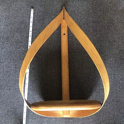 Vintage MCM Danish Modern Hanging Bent Wood Teardrop Shelf Planter 16  X 11.5  • £57.82