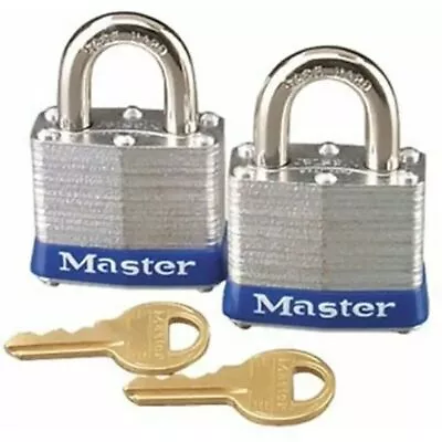 Master Lock 3T 1-9/16  Laminated Padlock Pack Of 2 Keyed Alike • $19.15