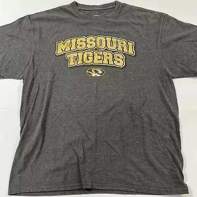 Missouri Tigers T-Shirt Adult XL Gray Mixture & Gold Logo And Name B5 • $7.99