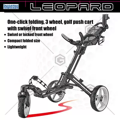 Leopard One-click Folding 3 Wheel Golf Push Cart With Swivel Front Wheel AUSTOCK • $299.99