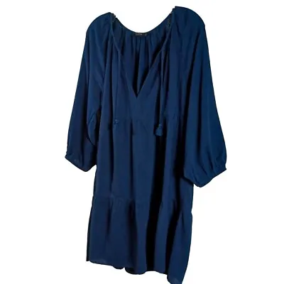 J. Crew Women Tiered Beach Tunic Crinkle Cotton Gauze Navy Blue XXL Style K5986  • $23