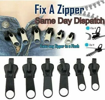 £1.99 • Buy 6 Pc Universal Repair Replacement Fix Zipper Tool Kit 3 Sizes Instant Zip Slider
