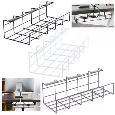 Under Desk Cable Management Tray Cord Holder Storage Office Home Wire Rack Tidy  • £14.95