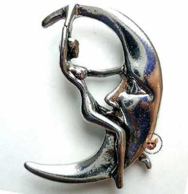 $9.35 • Buy Lady Riding The Moon Biker Vest Pin Made In The USA Motorcycle Jacket Pin