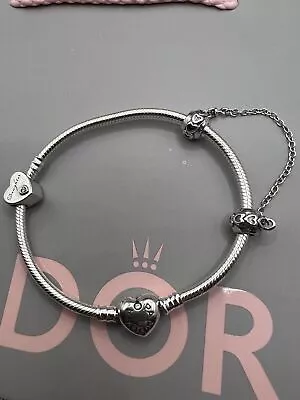Pandora Heart Clasp Moments Snake  Daughter Charm Set Bracelet 20cm With Box • £3.45