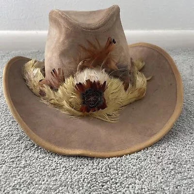 The Billy Kidd Stetson Vintage Western Cowboy Hat Size 7 1/2 Feathers Wide Trim • $59