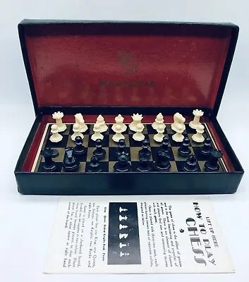 Vintage MCM Remotrol Magnetic Chess Set Black White W/ Box And Instructions SEE • $26.11