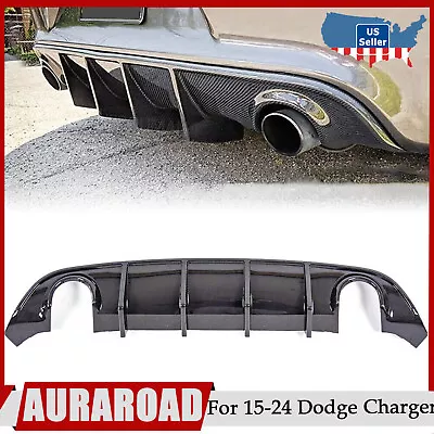 Rear Bumper Lip For 2015-2024 Dodge Charger Diffuser SRT GT Style Carbon Fiber • $69.99