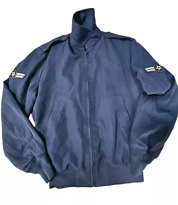 Vintage DSCP Wings Collection USAF Navy Blue Bomber Lined Jacket Men Sz 42L • $34.19