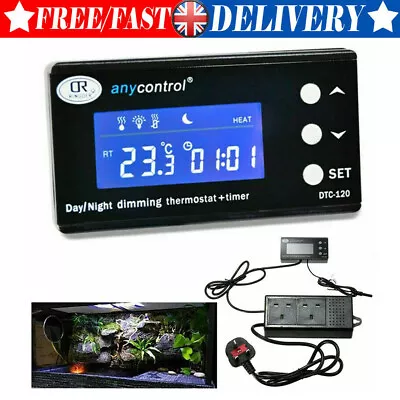 Digital Thermostat Day & Night Dimming W/ Socket Timer Aquarium Heat Incubator U • £33.59