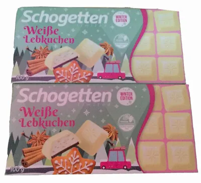 Schogetten ~ 2 X White Gingerbread Chocolate Bars ~ 2 X 100g ~ White Chocolate • £4.85