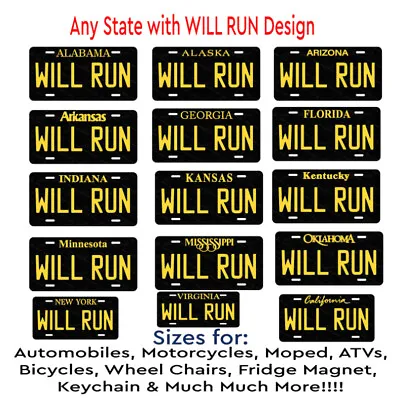 WILL RUN Any State Black/Banana License Plate Design Auto Car Bike ATV Keychain • $15.99