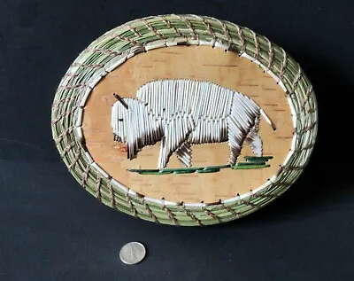 White Buffalo; Large Birchbark/quill/sweetgrass Basket: - Paul St. John-Mohawk • $188.75