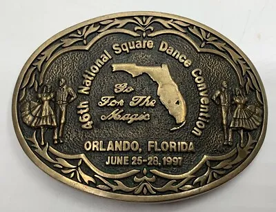 VTG 1997 Florida Belt Buckle Solid Brass Award Design Medals Square Dance 3.75  • $79.99